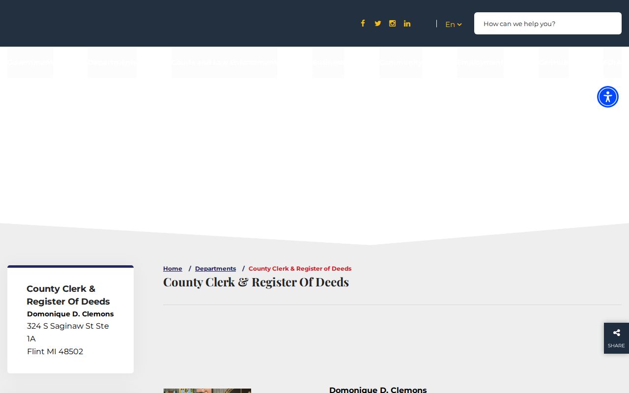 Mount Morris Township residents directory county clerk and register of deeds overview