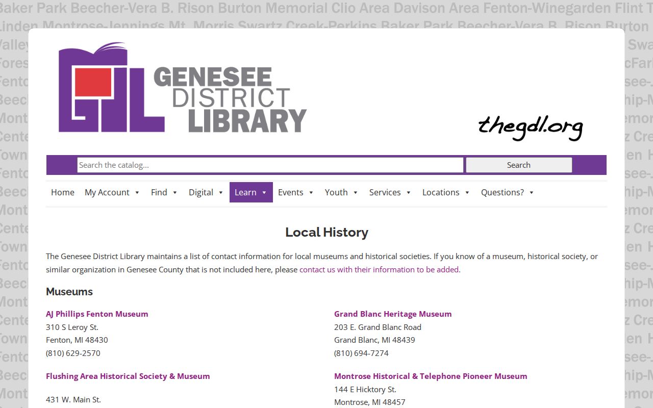 Mount Morris Township neighbors image of Genesee District Library local history resources