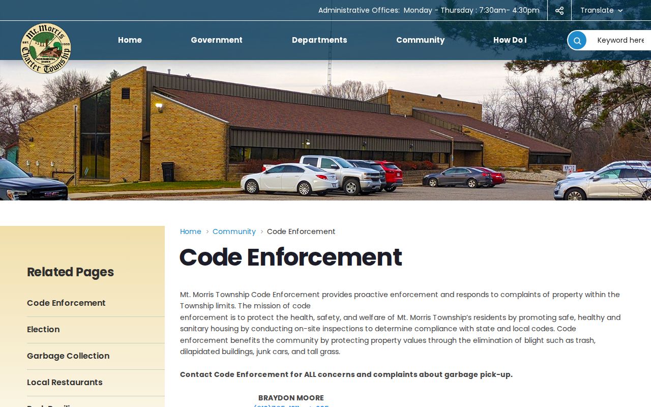 Mount Morris Township neighbors image of township code enforcement information