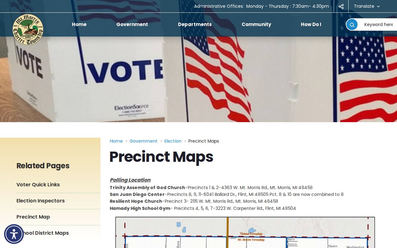 Mount Morris Township ZIP code directory precinct-map and polling-place information
